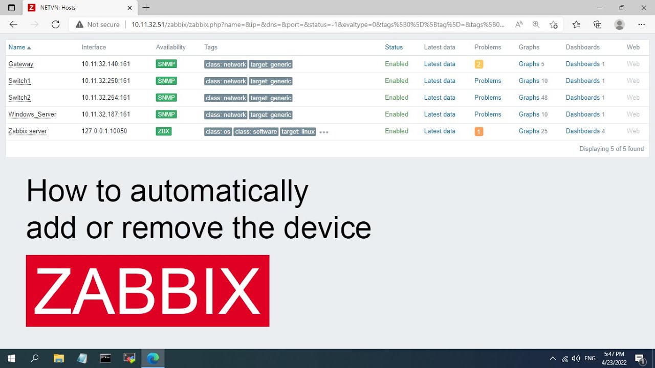 Как автоматически добавлять, удалять устройства в Zabbix