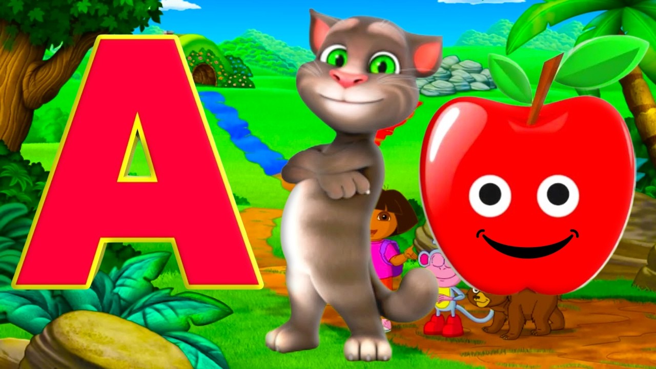 ABCD, A для яблока, 123 числа, счет от 1 до 10, один, два, три, учимся считать по алфавиту от A д...