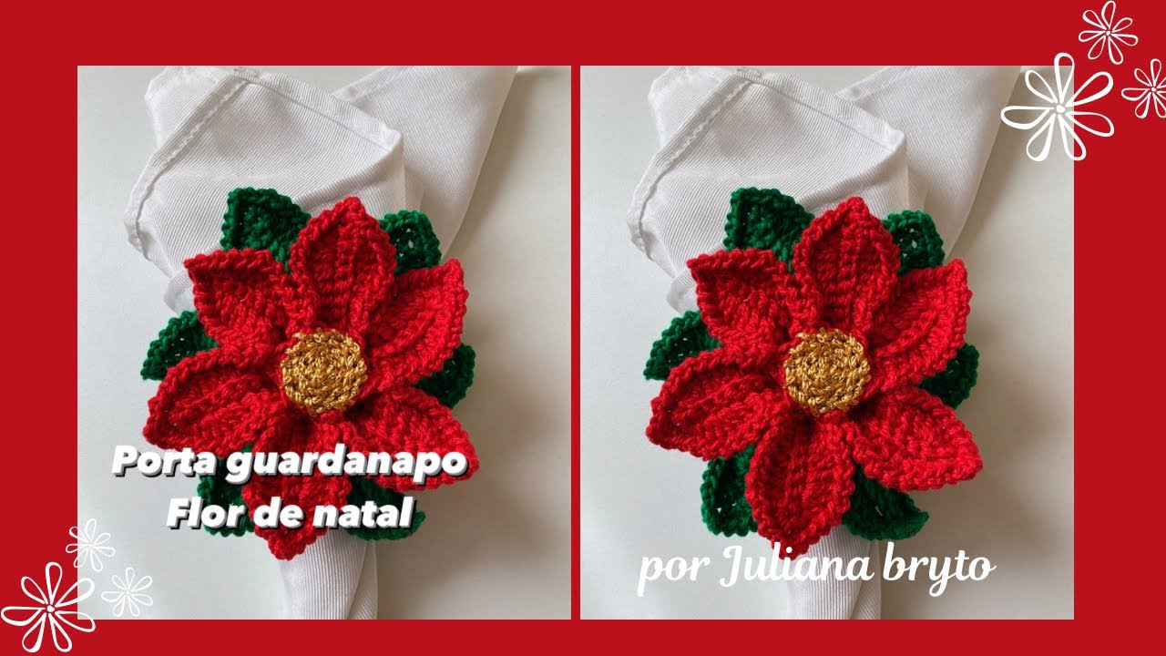Porta Guardanapo Flor de Natal em Crochê/ porta guardanapo de crochê