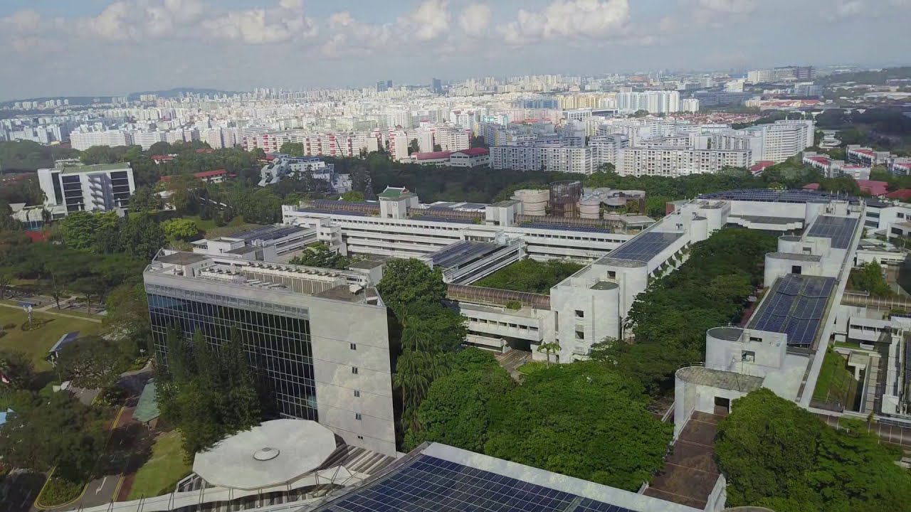 Aerial view of Nanyang Technological University (NTU), Singapore. DJI Mavic pro drone footage.