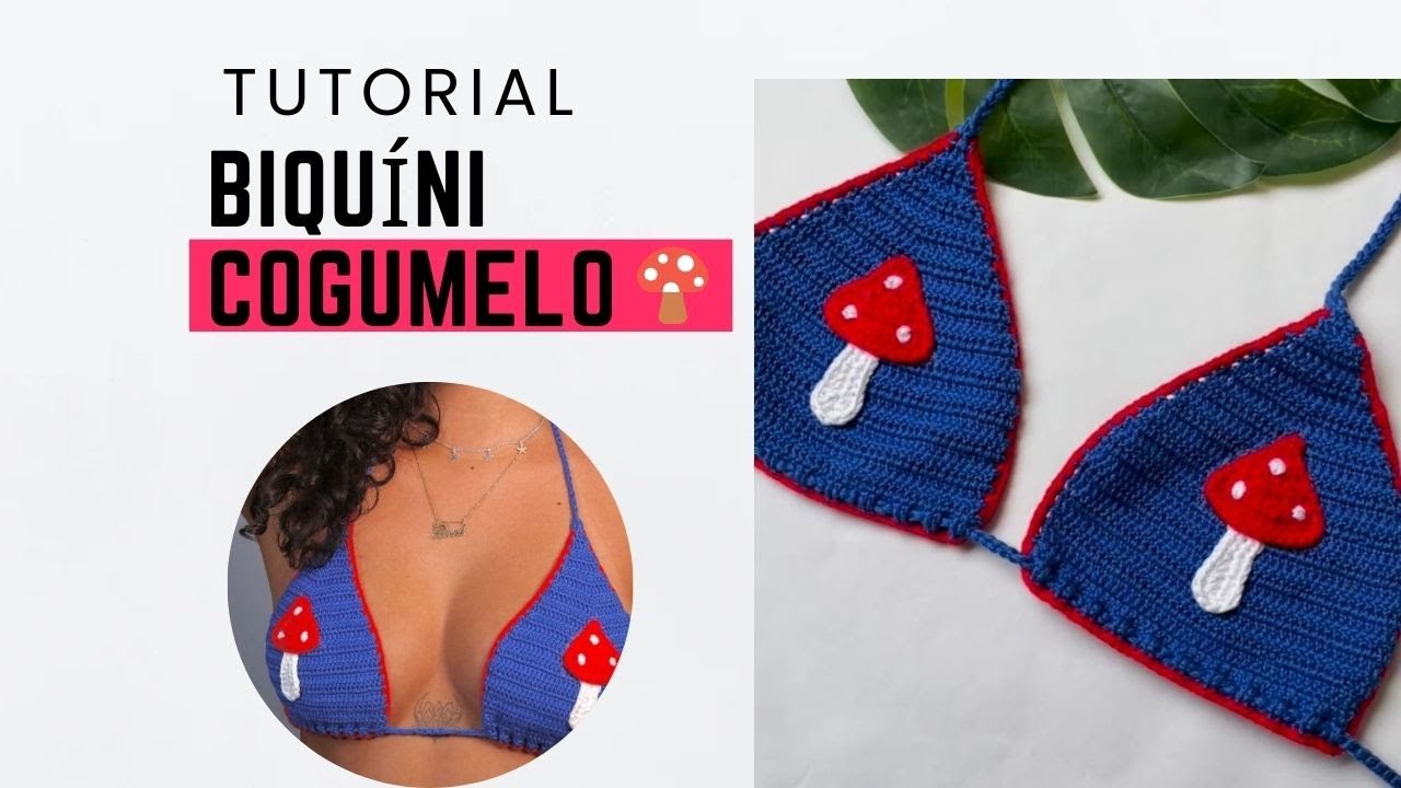 tutorial biquíni cogumelo em crochê 🍄