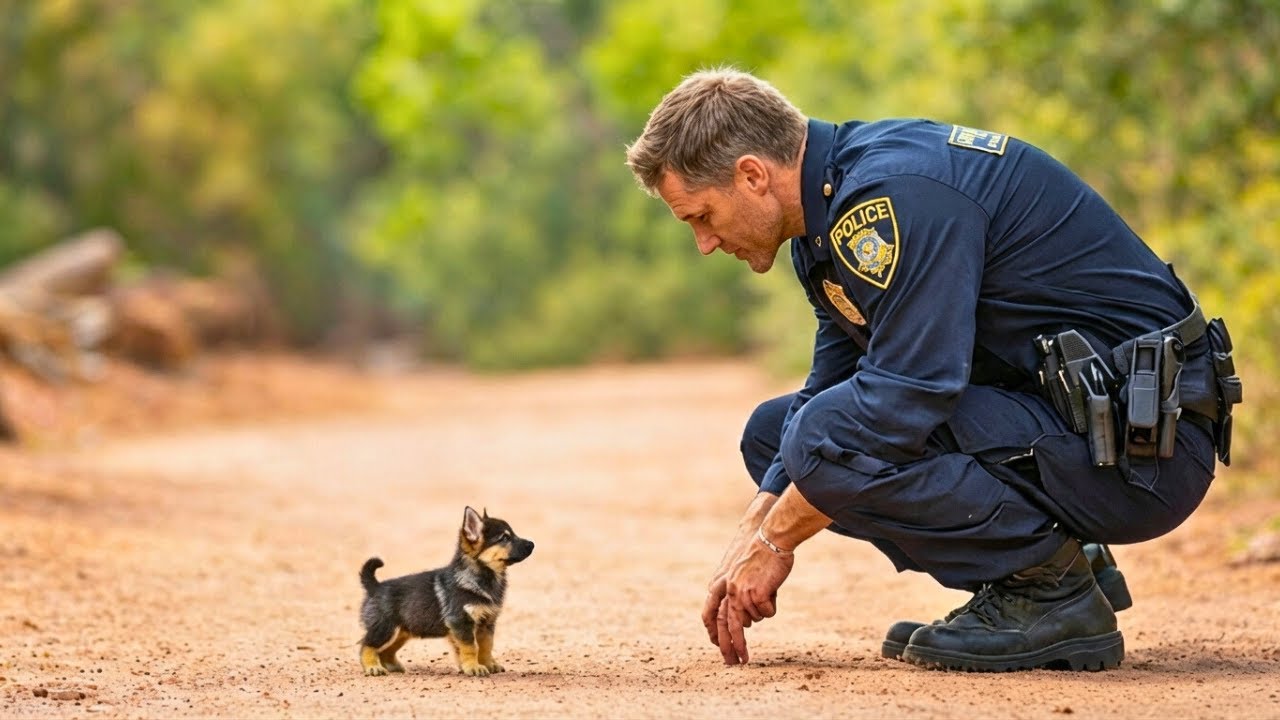 Un cachorro de pastor alemán no deja en paz al oficial la razón por la que lloró