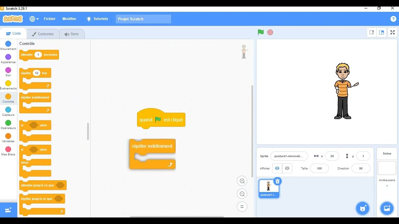 Création de costumes pour un projet scratch