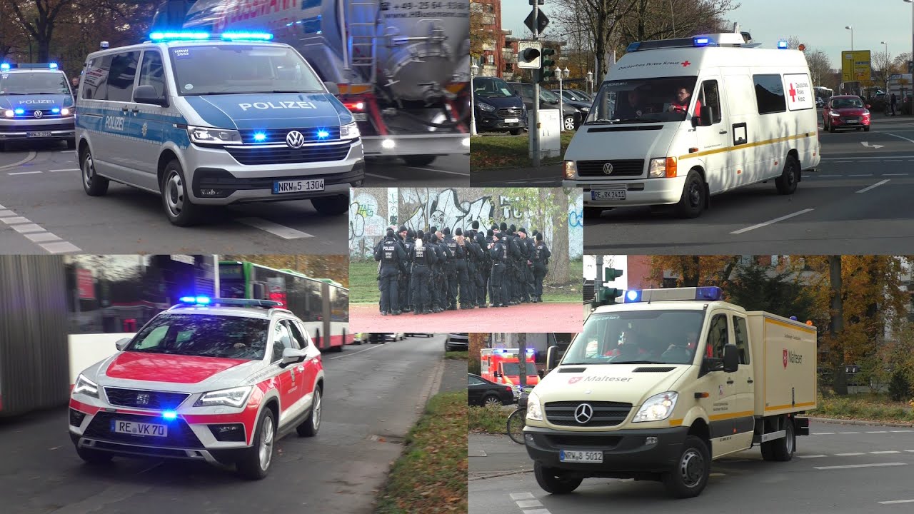 [AMOK-ALARM IN SCHULE] Einsatzfahrten von Polizei, Rettungsdienst und Feuerwehr | Dorsten