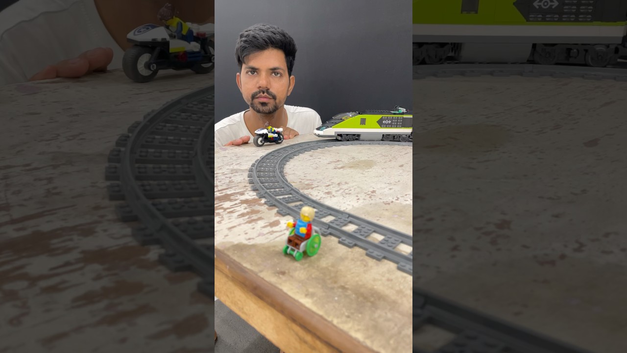 Lego High Speed Passenger Train Traffic Police Arrest Old Man