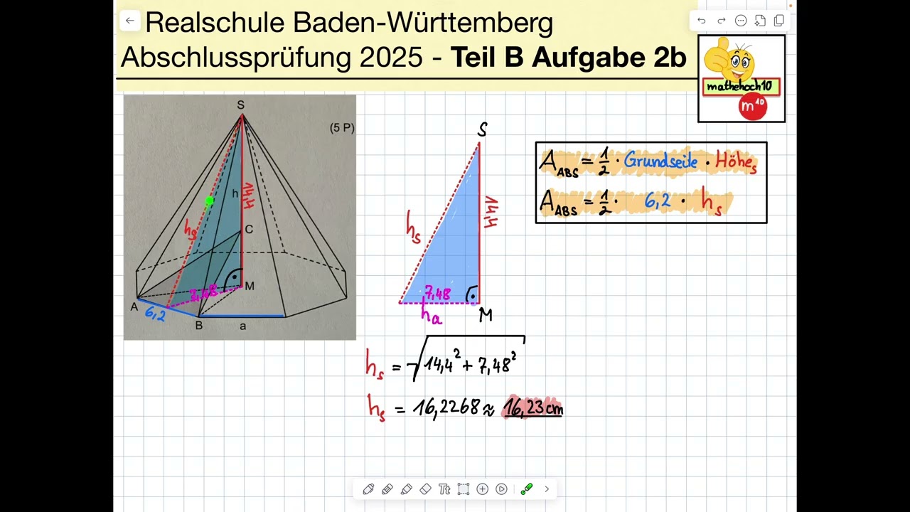 Abschlussprüfung 2025 Klasse 10 Realschule BW B Nr 2b I mathehoch10 I einfach erklärt I Pyramide