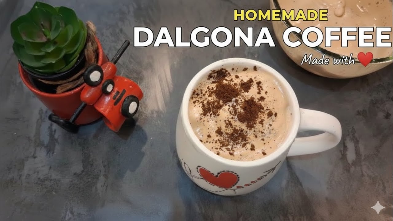 Homemade Creamy Dalgona Coffee ☕️- Only 3 Ingredients!😋