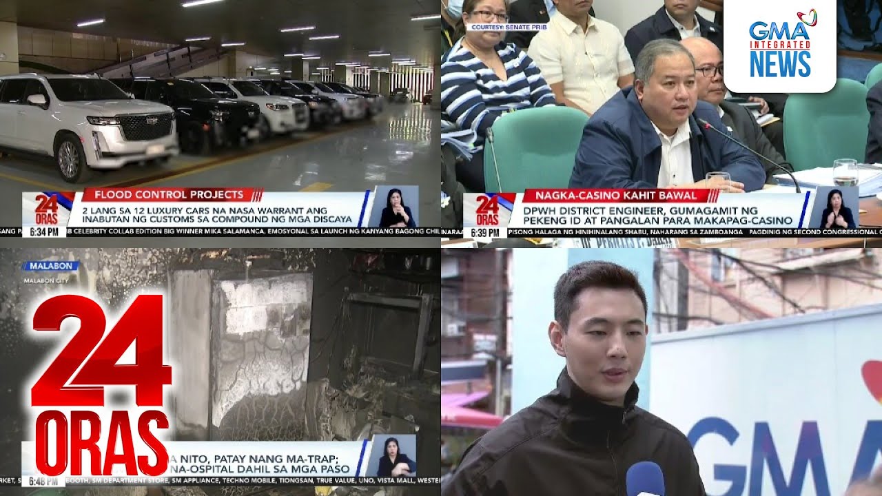 24 Oras: (Part 1) Discaya luxury cars; Na-trap sa nasusunog na bahay; Imbestigasyon sa..., atbp.