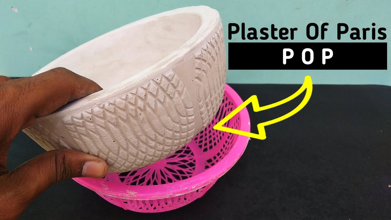 Flower pot made with POP in texture style from plastic basket 