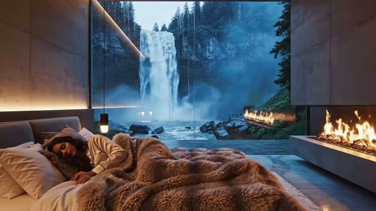 Сон для перезагрузки нервной системы и остановки мыслей | 528 Гц Стеклянный дом у водопада