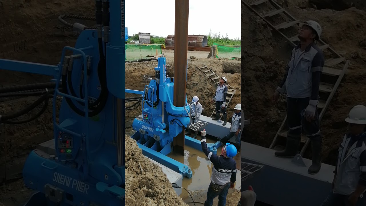 Giken Silent Piler Demo of Sheet Pile  Driving.