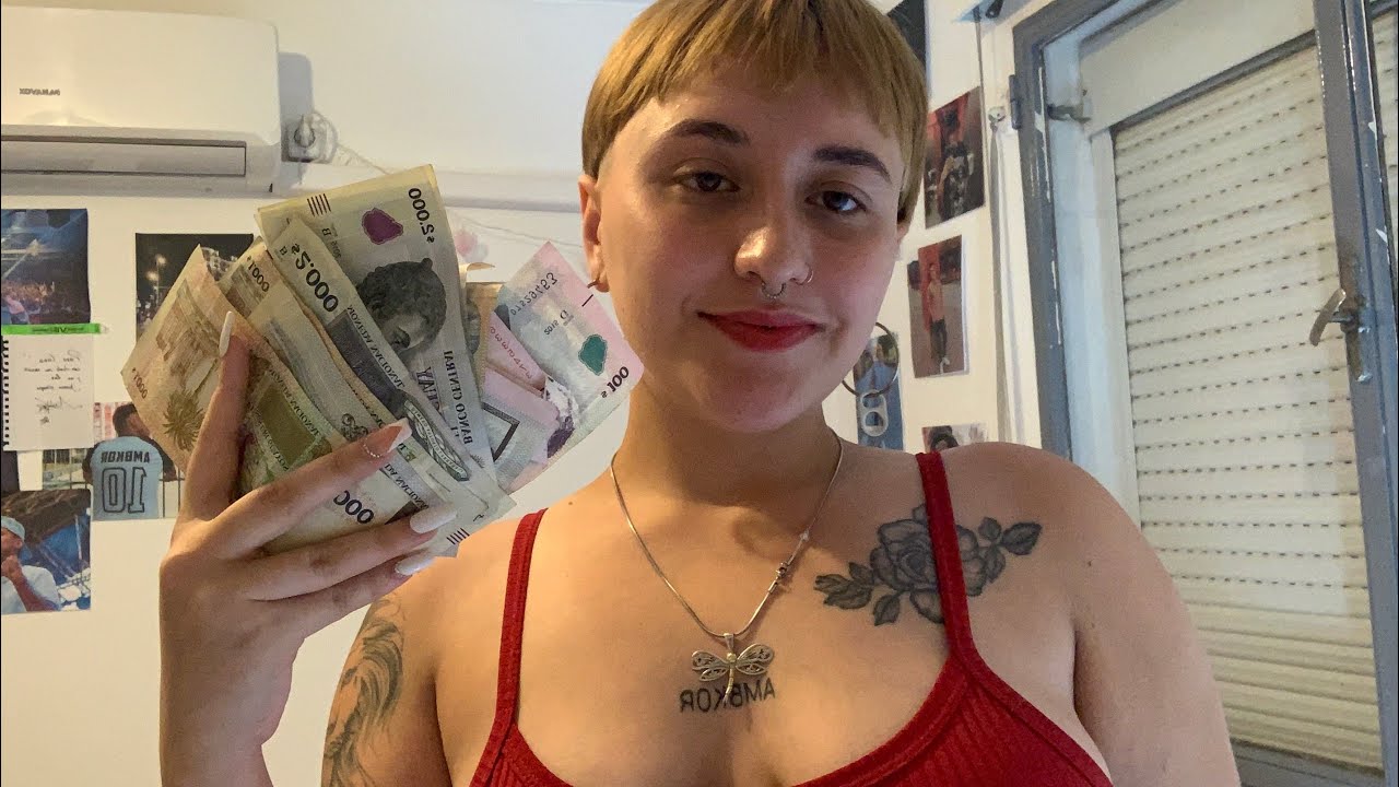ASMR con todos los billetes URUGUAYOS ¿cuánta plata argentina es?