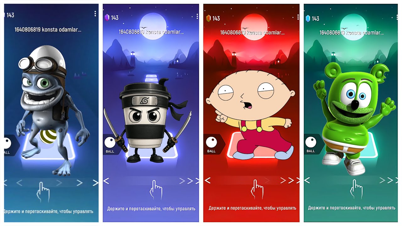 Tiles Hop Crazy Frog, Stewie Griffin, Gummy Bear Perfect Run