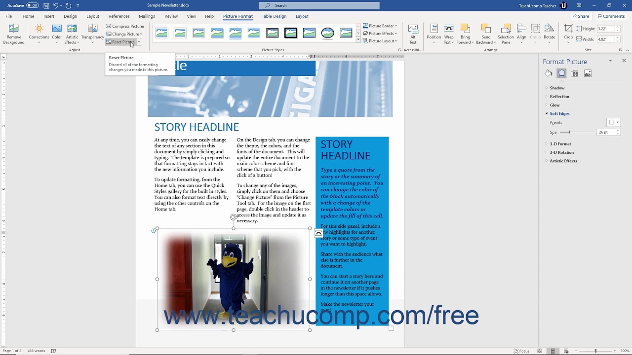 Word 2019 and 365 Tutorial Using the Format Picture Task Pane Microsoft Training