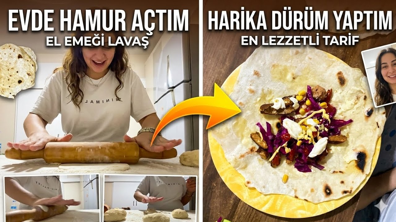 Evde köfte Döner Yaptım + 3 Malzemeli Lavaş! (Sahurda Canım Çekti) Açıklamayı okuyun !