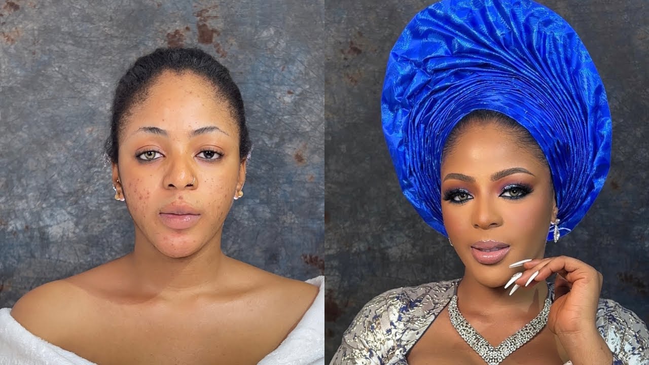NIGERIAN BRIDAL MAKEUP AND GELE TRANSFORMATION || EYESHADOW PIGMENT APPLICATION