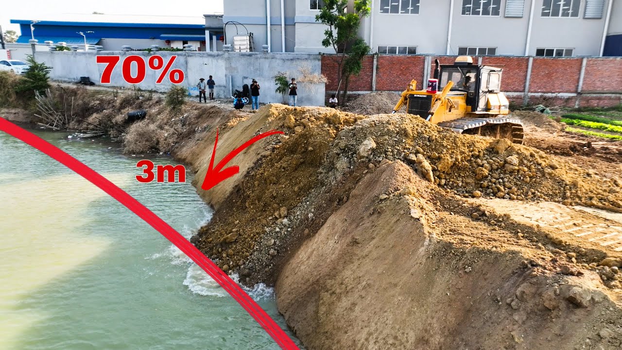 Interesting Project!! Huge Komatsu Bulldozer Pushing Soil Filling a Road Making It More Bigger