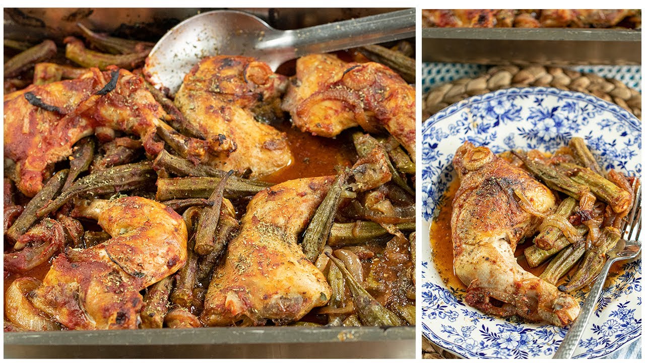 Greek Classic: Roasted Chicken with Okra: Kota me Bamies
