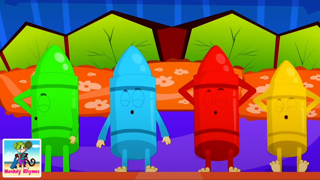 Five In The Bed Crayons | Learning Numbers for Children | Nursery Rhymes and Songs for Babies