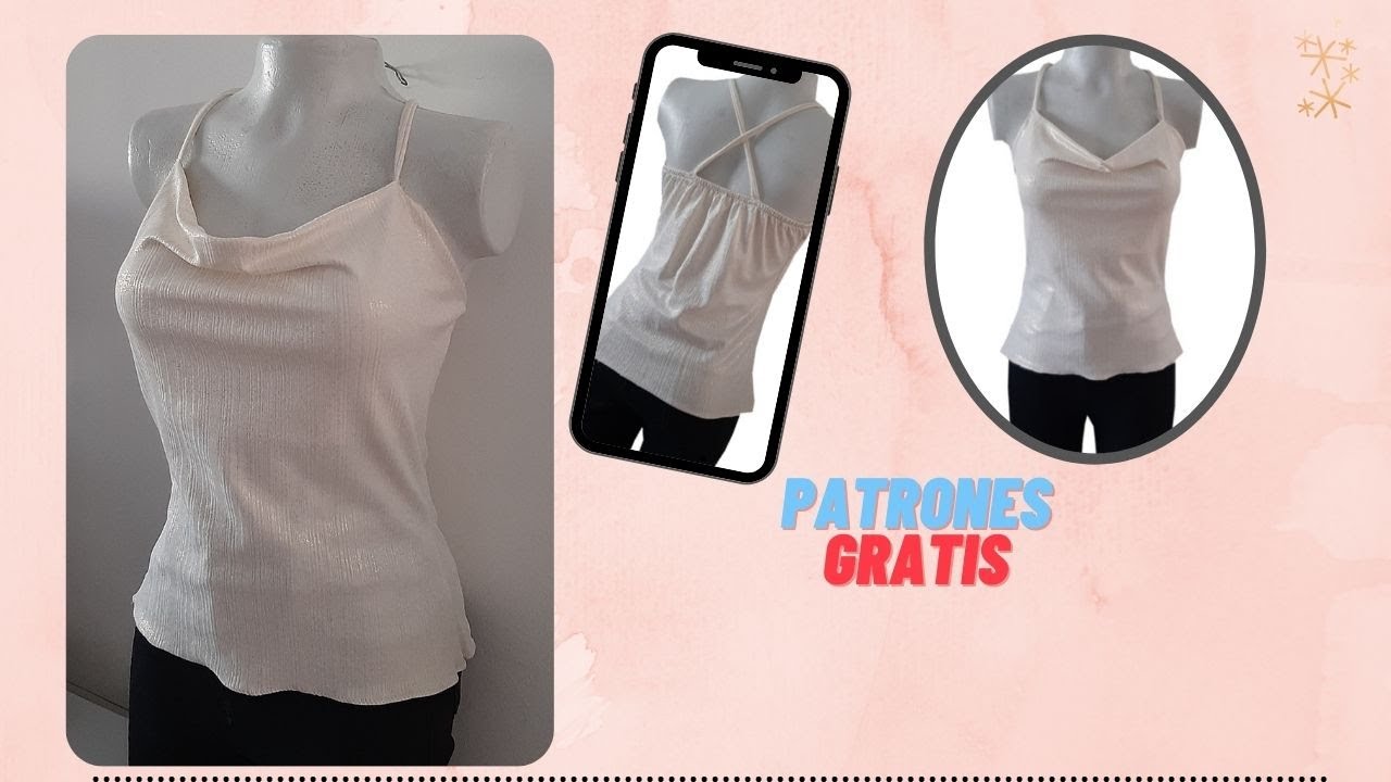 BLUSA DRAPEADA DE TIRAS/Super fácil/Patrones gratis/Corte y confección/