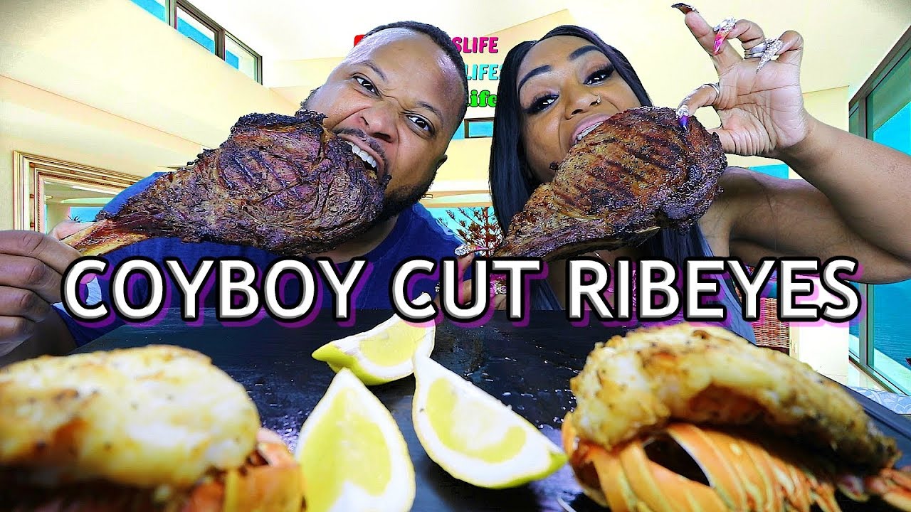 Grilled Cowboy Cut Steaks and Lobster Tails