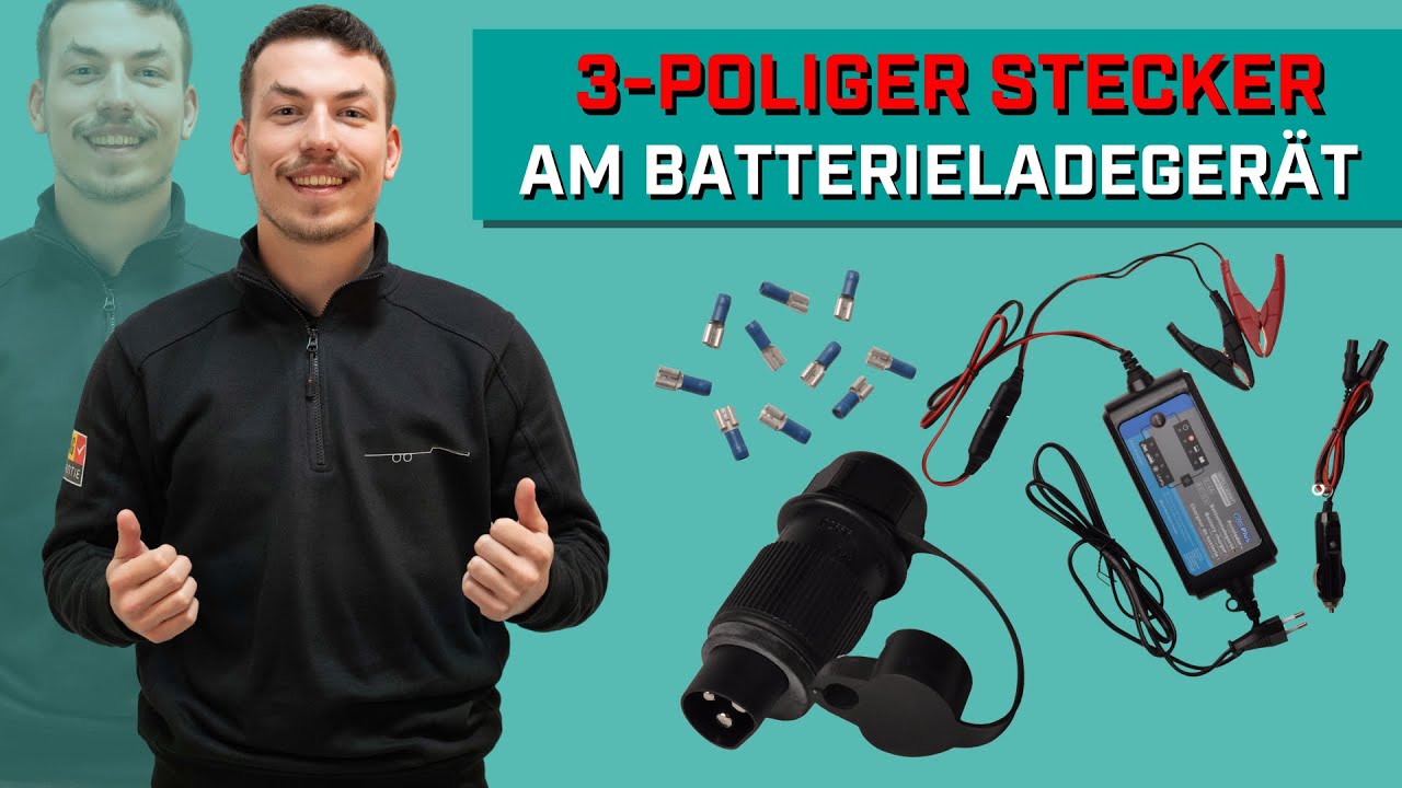 Anschluss Batterieladegerät an 3-poligen Stecker für Kippanhänger
