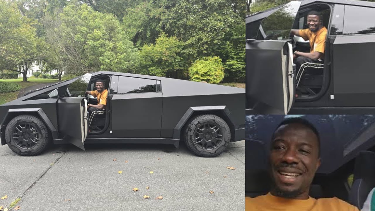 Finally,😀 Kwaku Manu brings the Tesla Cyber Truck home