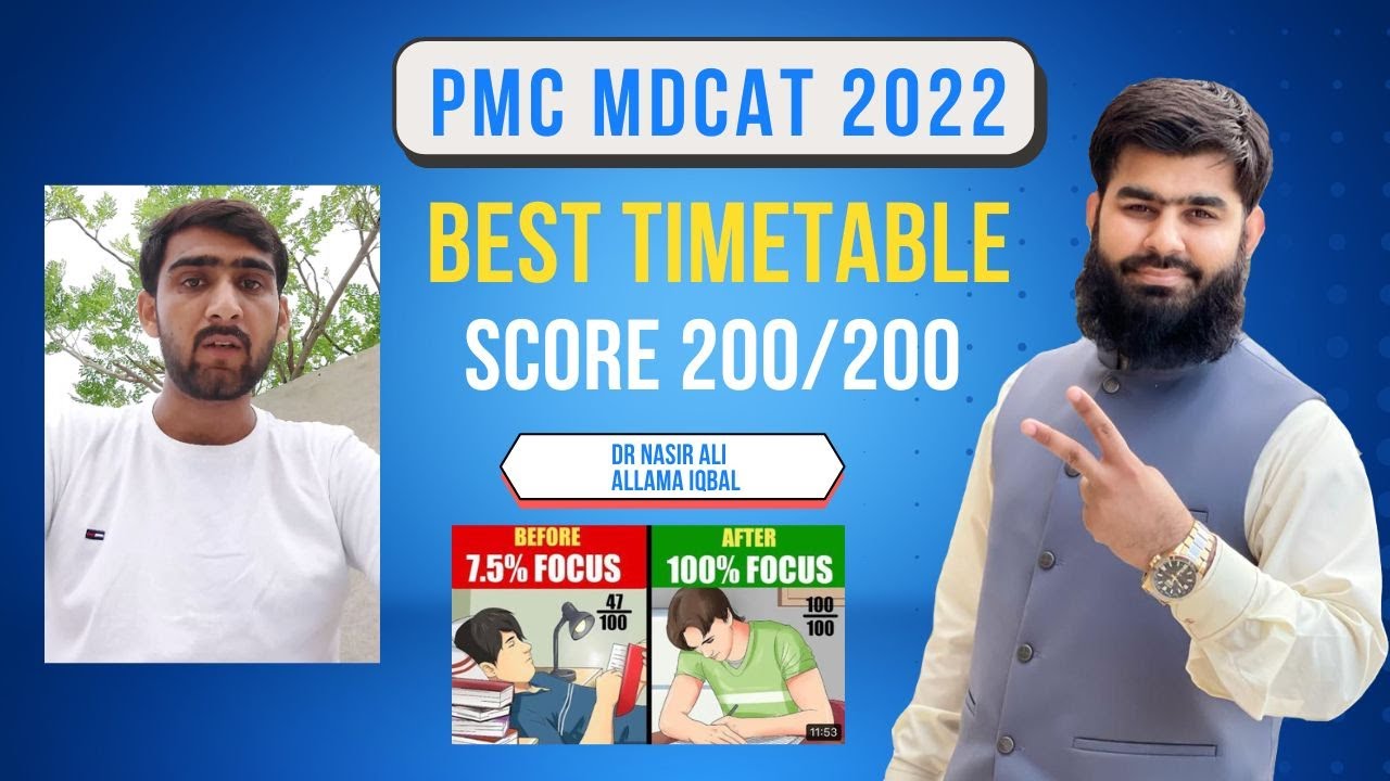 PMC MDCAT 2022 Best Timetable by Dr Nasir Ali MDCAT 2022 Latest Update by  @Admission Wale Ustad
