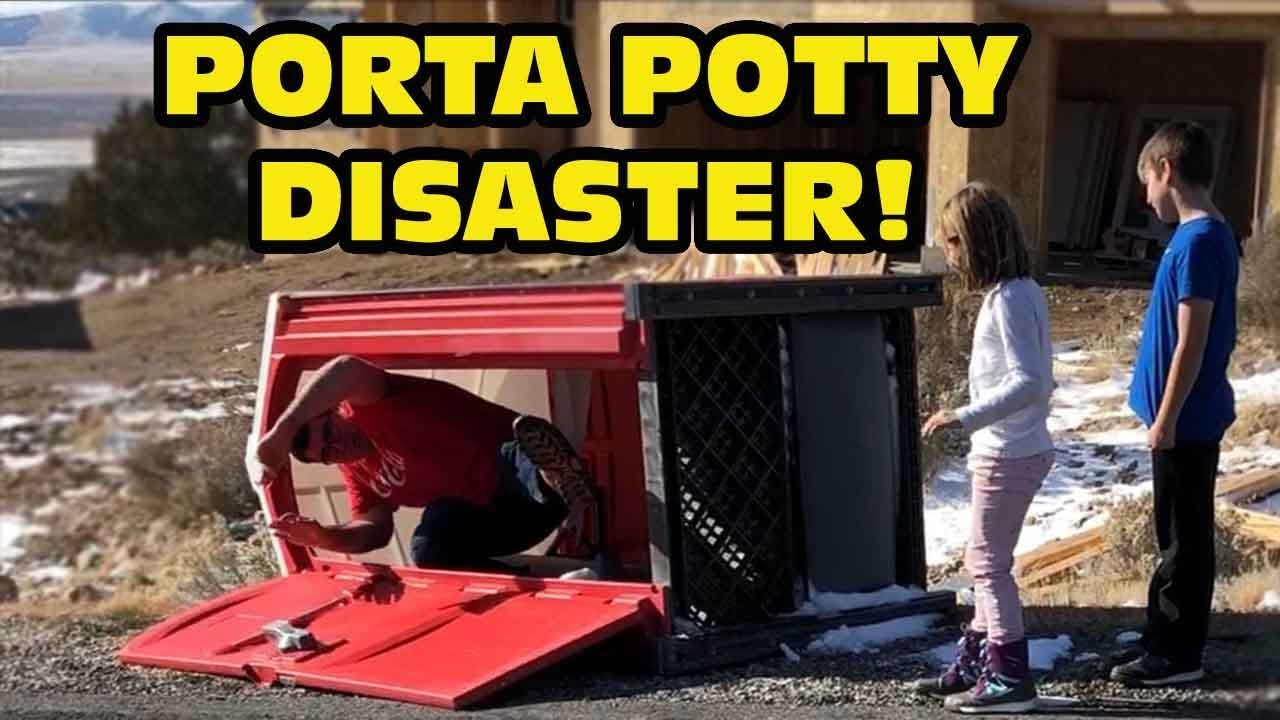 Kid Temper Tantrum Tips Over Porta Potty While Daddy Was Inside  [ Original ]