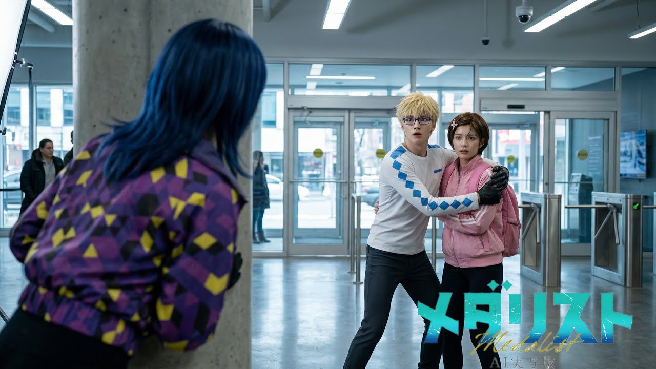 AI実写化したアニメメダリスト｜岡崎イルカ・いのり・光・明浦路の舞台裏密着 #実写化 #AI #アニメ 