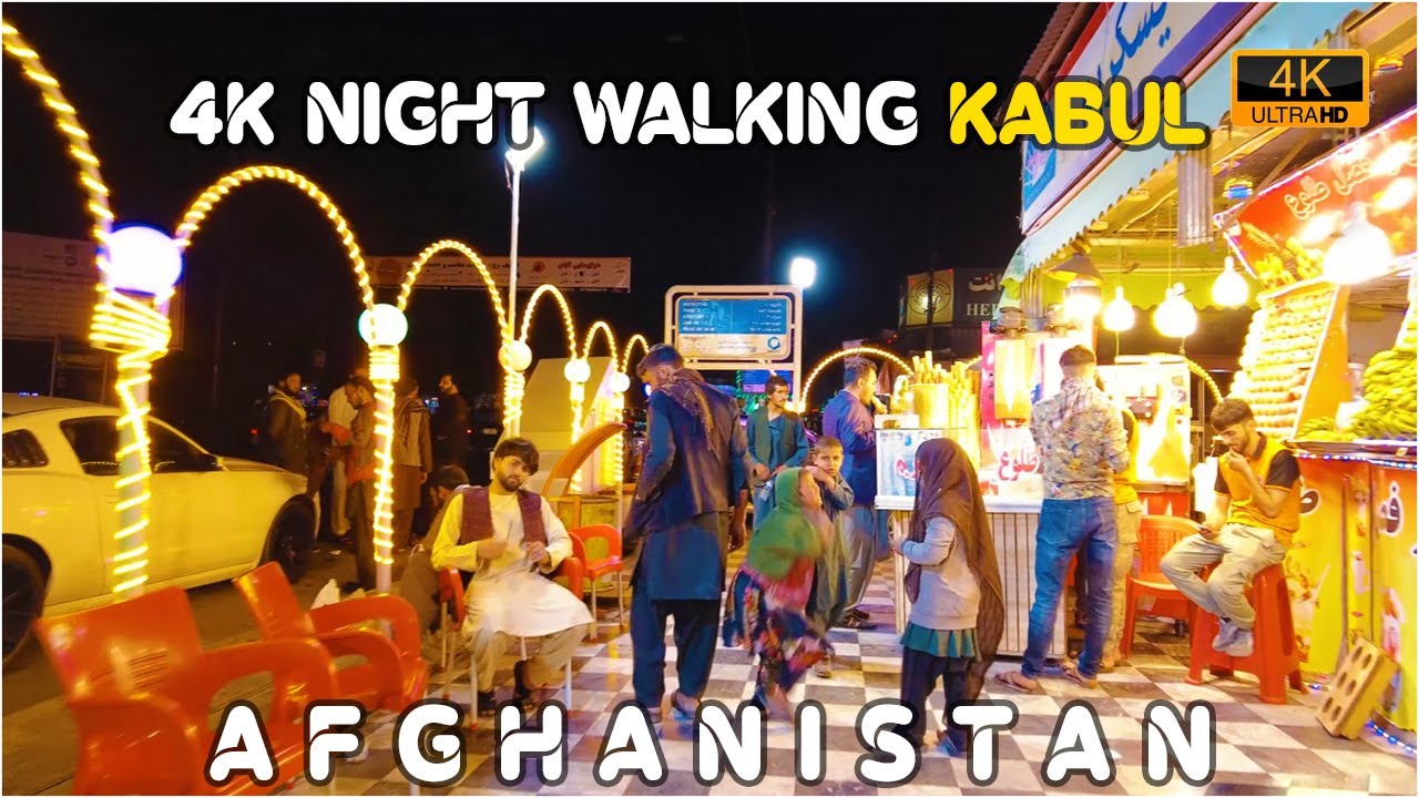 Night walking Shahr-e Naw Kabul | Afghanistan | 4K