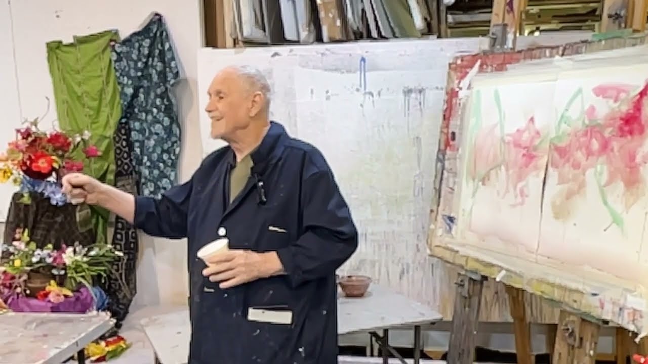 Frank O'Cain: Creating tension in an abstract watercolor using shapes and colors.  Demo Jan 2025