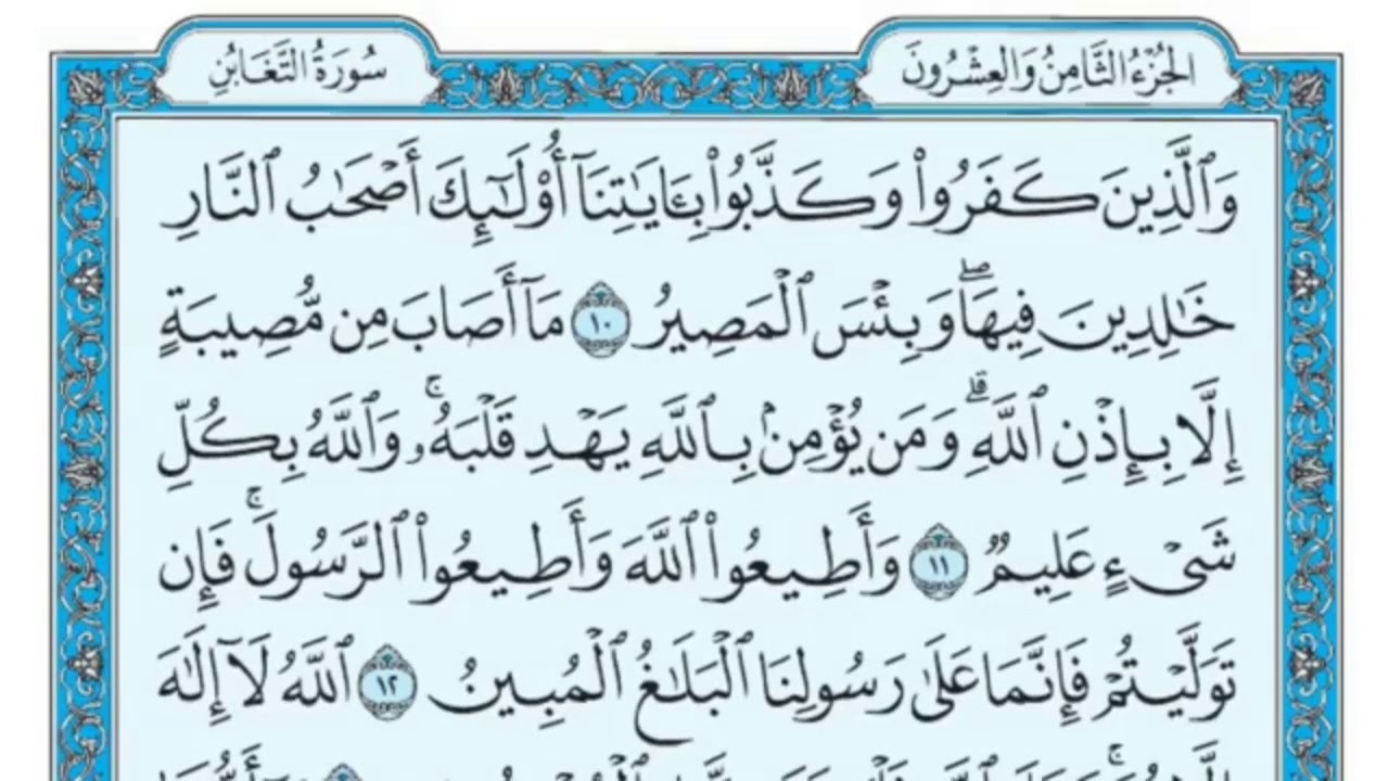 اول عشر ايات من سورة التغابن مكررة