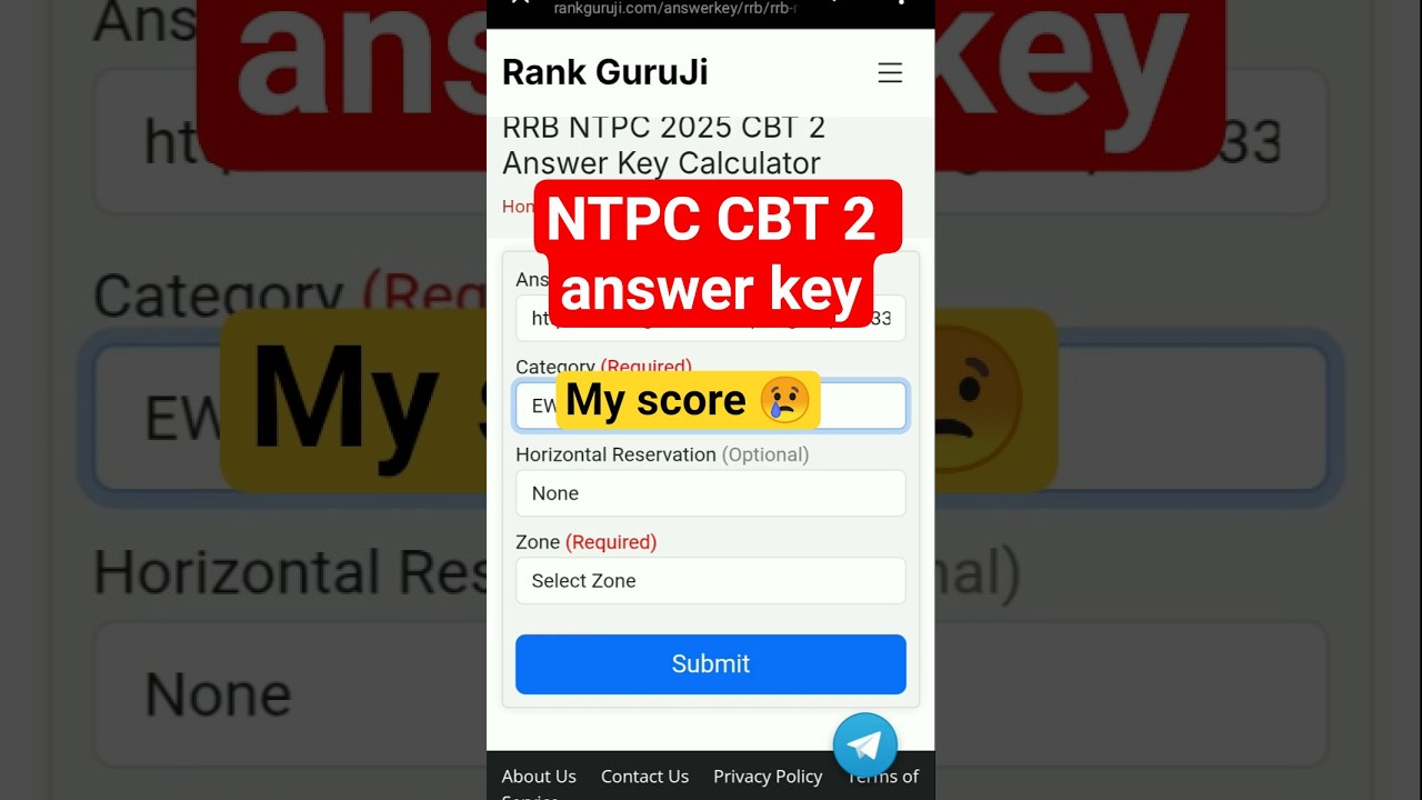 RRB NTPC CBT 2 ANSWER KEY OUT🔥🔥MY SCORE 😮🧐#rrbntpc #rrbntpc2025 #rrbntpc2024 #rrb