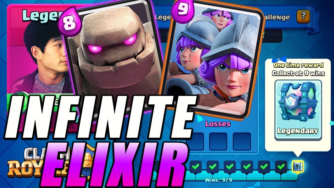 BEST CLASH ROYALE INFINITE ELIXER CHALLENGE DECK | EASY 3 CROWN 5.3 ELIXER DECK!!!!