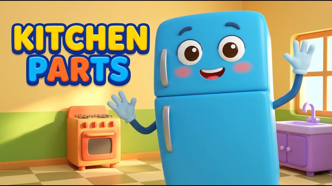 Learn Kitchen Parts | Kitchen Tour | Educational Nursery Rhyme for Kids | Fun Learning Song