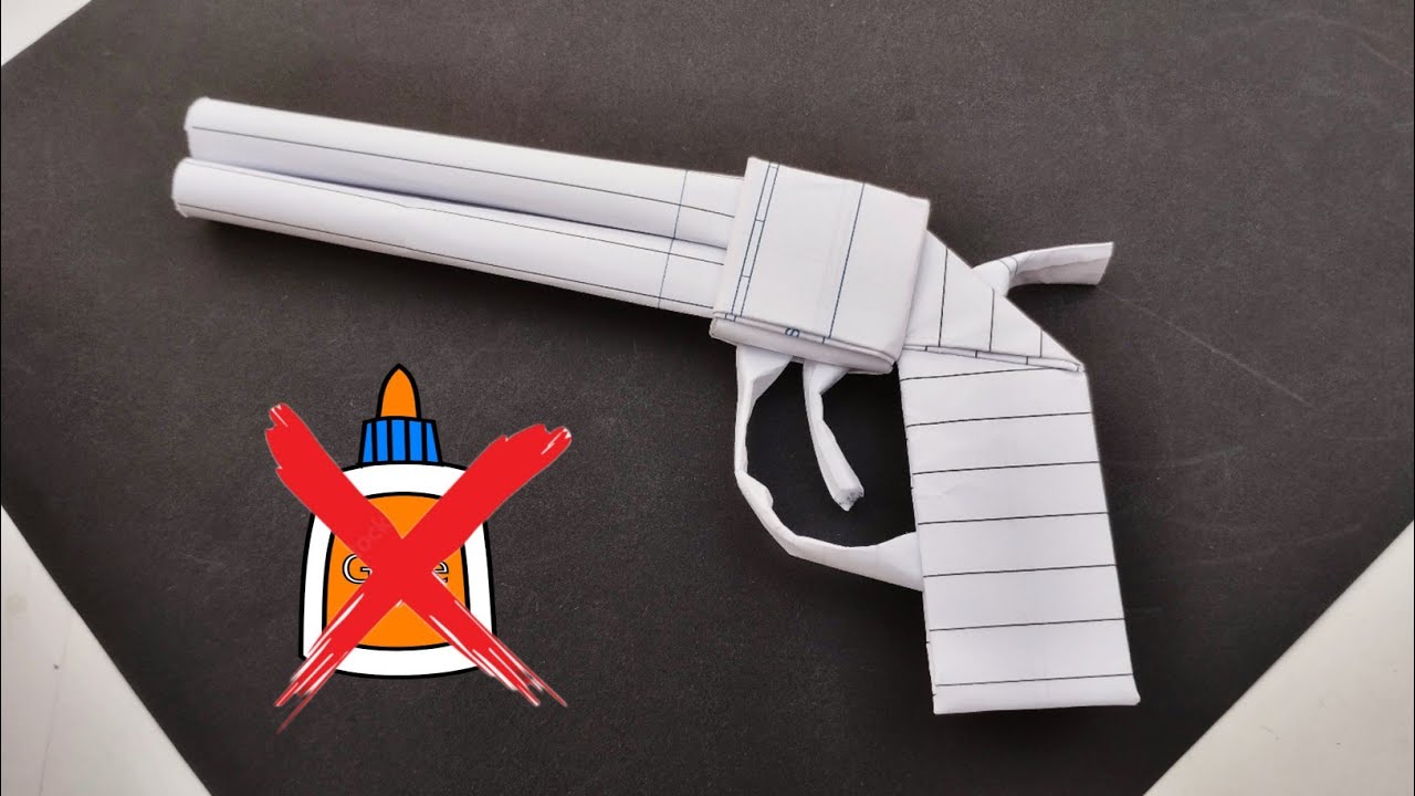 🔥 Easy No Glue Paper Gun | How To Make a Powerful Origami Pistol at Home ( Origami Gun Tutorial )