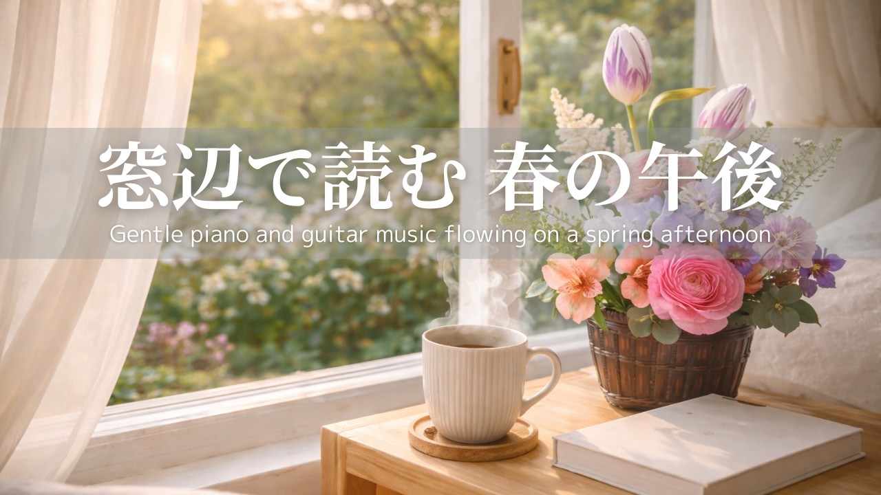 【リラックスBGM】🌷春の窓辺で過ごす やさしいひとり時間｜ピアノとアコースティックギター音楽｜ヒーリング・癒し・calm・cozy｜作業用・読書用・勉強用・おうち時間