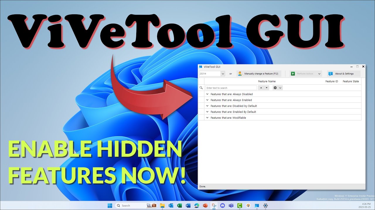 Включите скрытые функции Windows с помощью ViVeTool