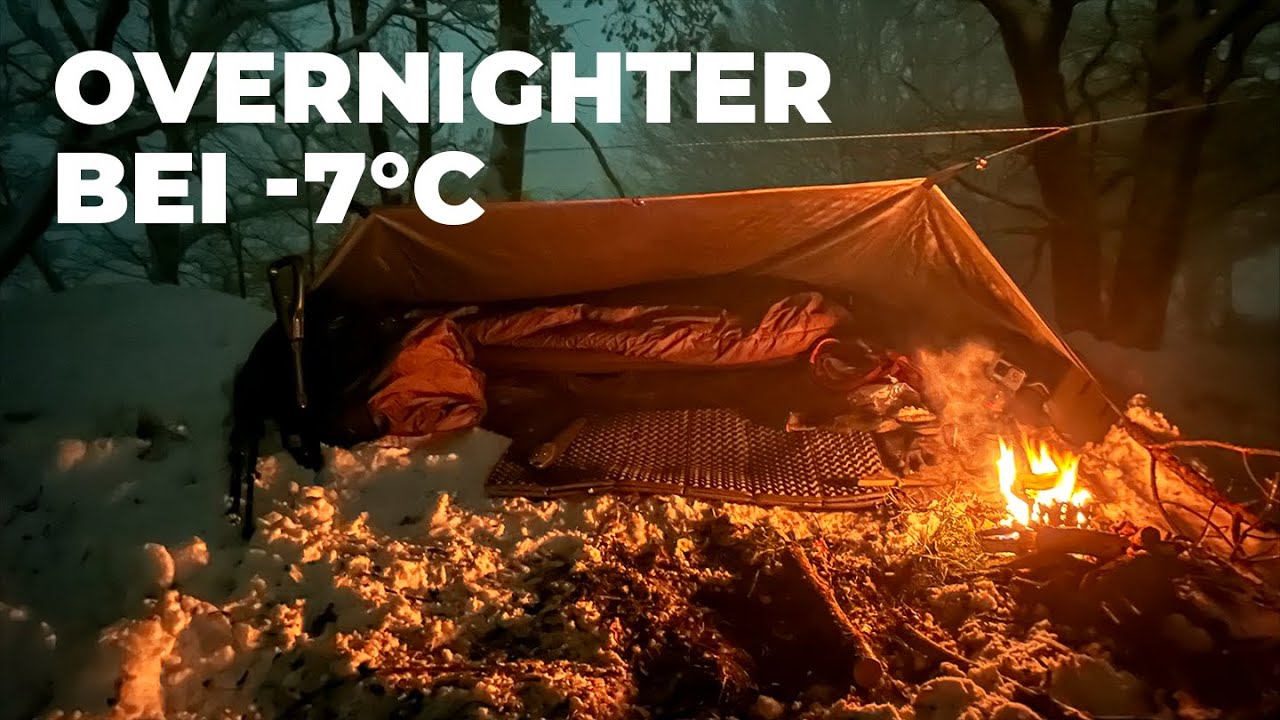 Biwak im Schnee bei -7°C | Bushcraft, Outdoor & Survival