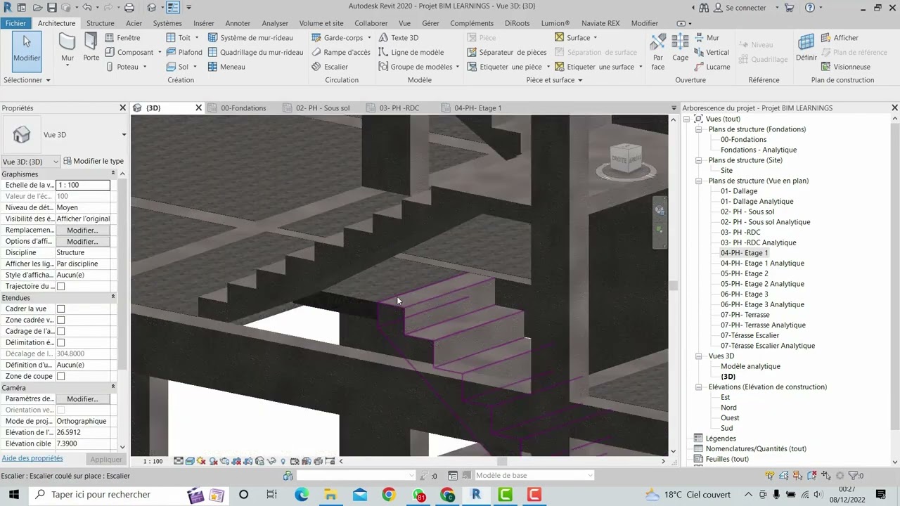 Modélisation des Escaliers sur Revit