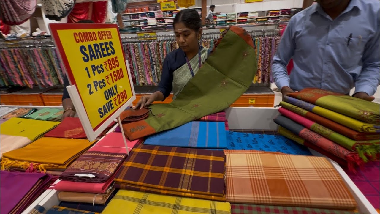 The Chennai Silks Aarani cottons South cotton Linen Kora Soft Silks Combo Sarees | Rs.495 To 895 