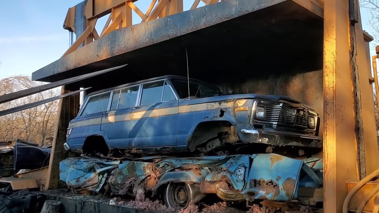 Car Crusher Crushing Cars 94 1979 amc jeep wagoneer