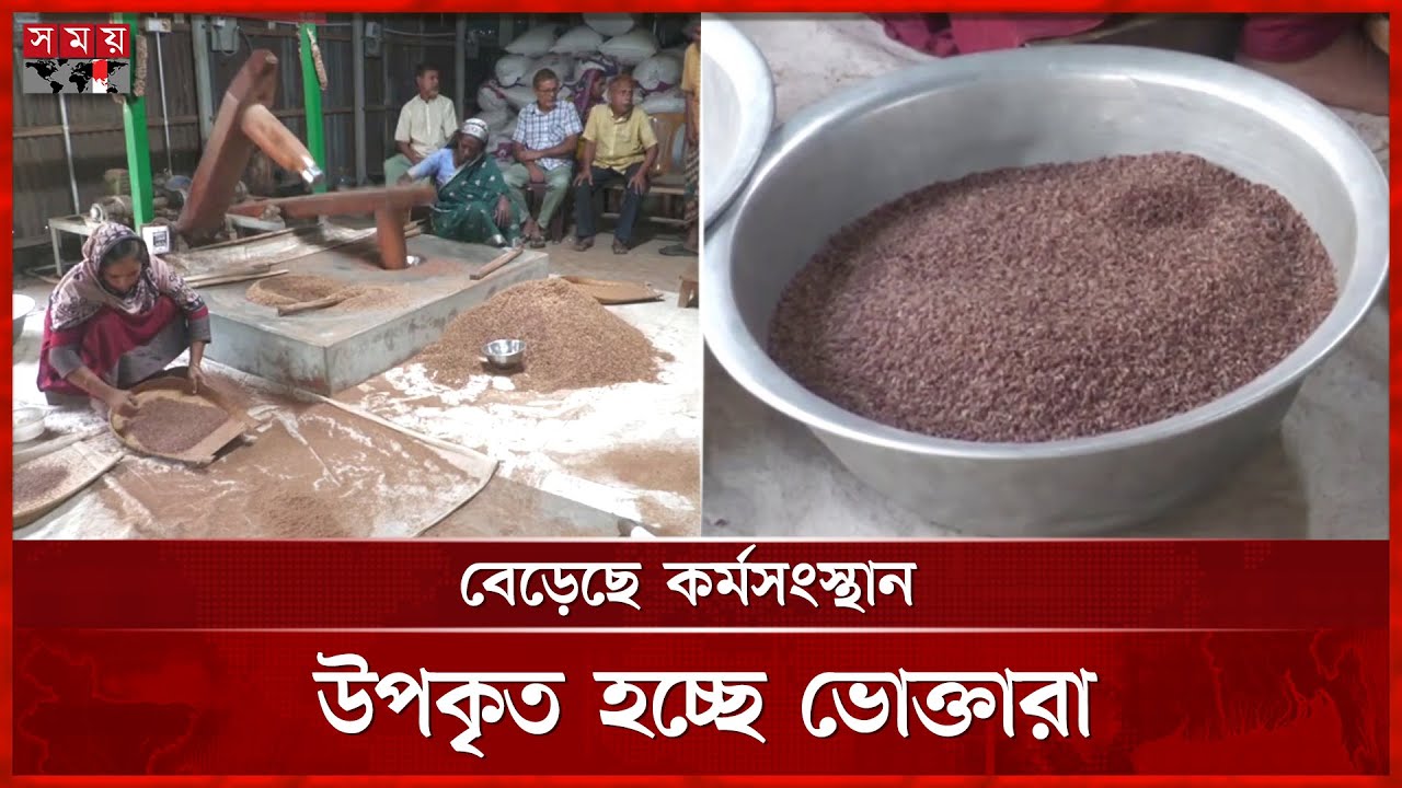 মানিকগঞ্জের ঢেঁকি ছাটা লাল চালের চাহিদা গোটা দেশে | Dheki | Red Rice | Manikganj | Somoy TV