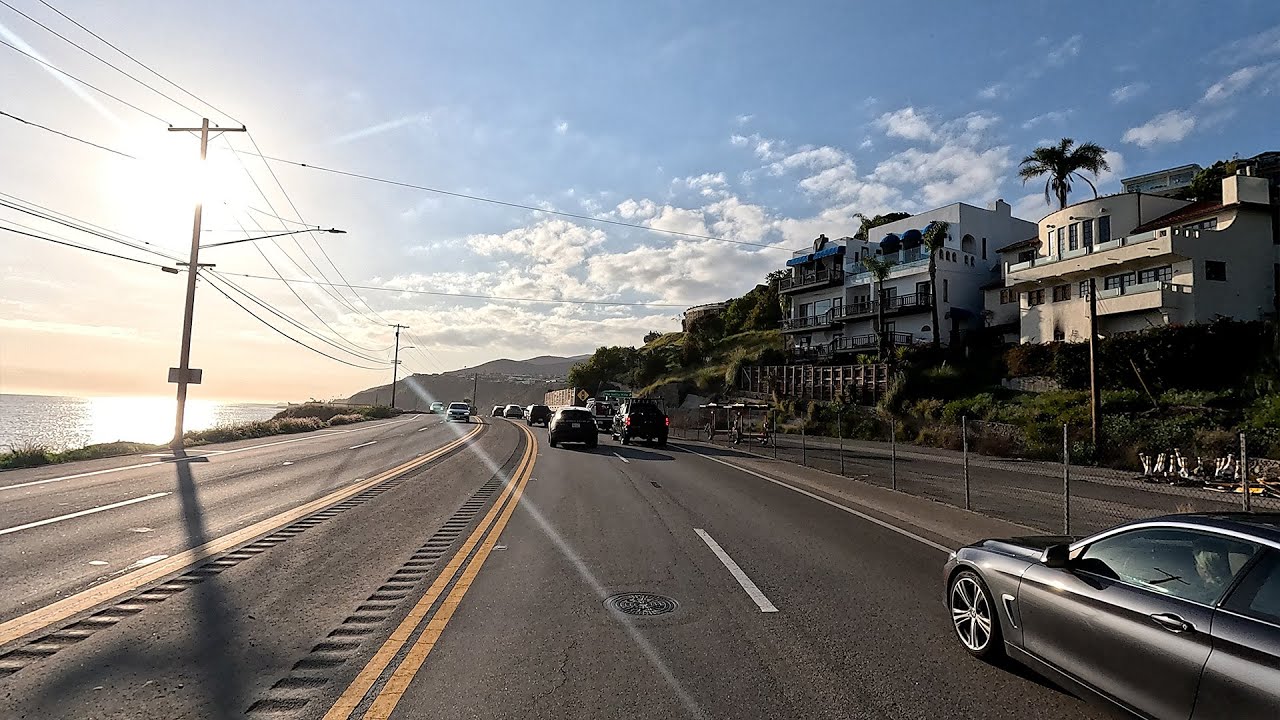 Driving Pacific Coast Highway from Santa Monica to Malibu, California in 4k Video
