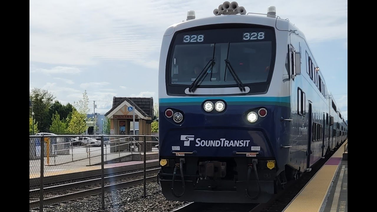 (Speedy train!!) Sounder train 1520 from PUYALLUP Station to Kent Station onboard cab car 328