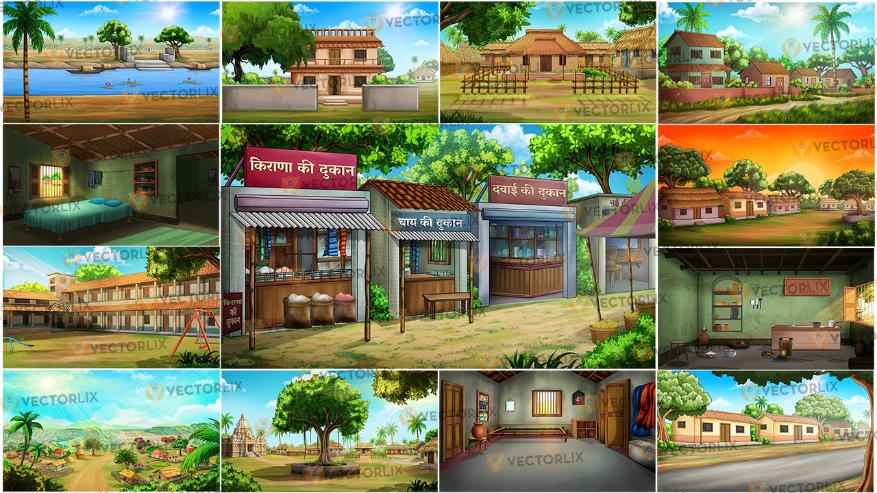 🌟 Premium Village Backgrounds for 2D Animation | Cartoon Background | Animated Background