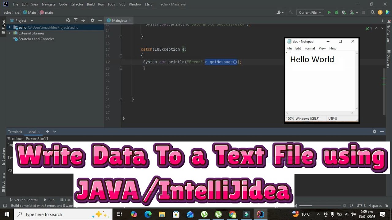 Как записать данные в текстовый файл с помощью Java | Как отправить данные в текстовый файл с пом...