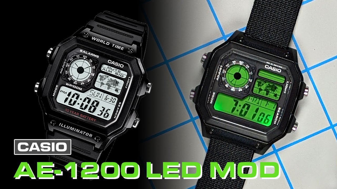 Casio AE-1200 LED Mod | Casio Royale получил обновление с ультраяркими зелеными светодиодами!