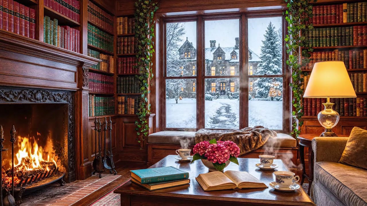Good Mood Winter Jazz Piano 🎹 Cozy Coffee Shop & Fireplace Sounds (LIVE)